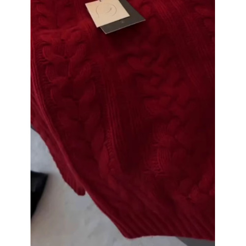 法式超好看聖誕紅色軟糯麻花毛衣女秋冬高級感別致套頭針織衫上衣