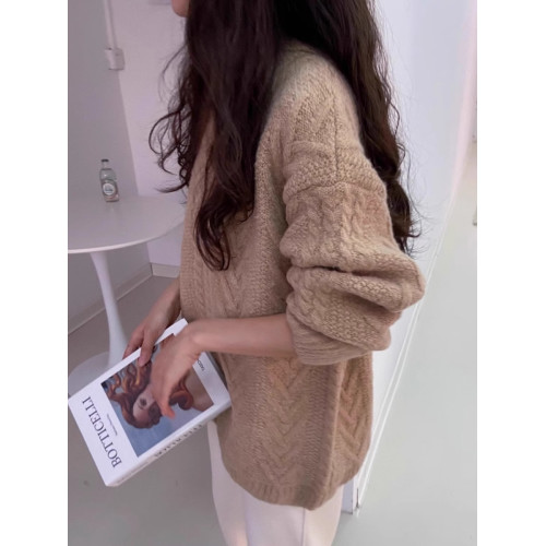 新年車厘子聖誕紅色套頭毛衣寬松慵懶風秋冬加厚麻花本命年外穿女 新年車厘子聖誕紅色套頭毛衣寬松慵懶風秋冬加厚麻花本命年外穿女