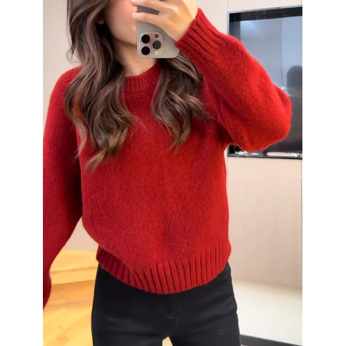 新年聖誕紅色短款氛圍感針織毛衣2025年冬季新款秋冬爆款上衣女裝