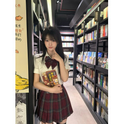 玄jk製服裙正版學院風高腰百褶裙女校供感聖誕紅色格裙狗短半身裙