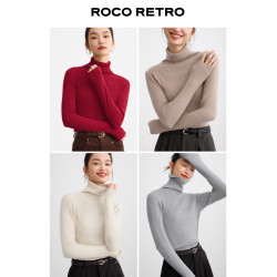 ROCO顯白紅色加厚針織衫女春季新款高領內搭高級感打底毛衣上衣
