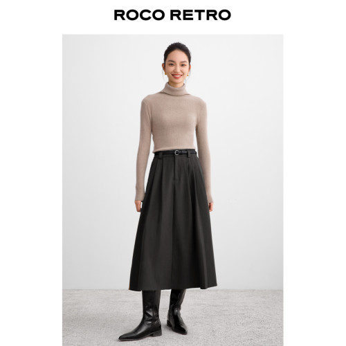 ROCO顯白紅色加厚針織衫女春季新款高領內搭高級感打底毛衣上衣