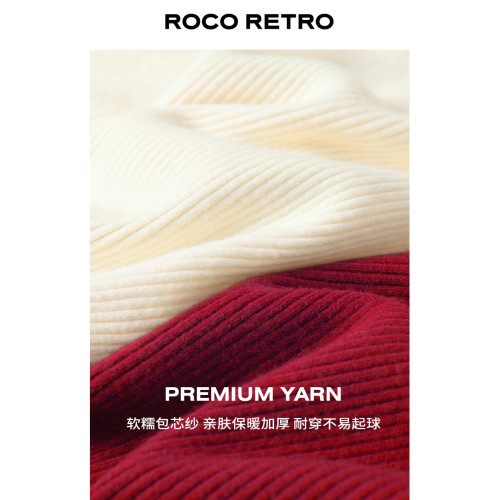 ROCO顯白紅色加厚針織衫女春季新款高領內搭高級感打底毛衣上衣