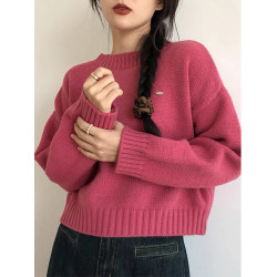 軟糯高級感聖誕紅色浣熊絨毛衣女秋冬慵懶風本命年針織衫歐貨上衣