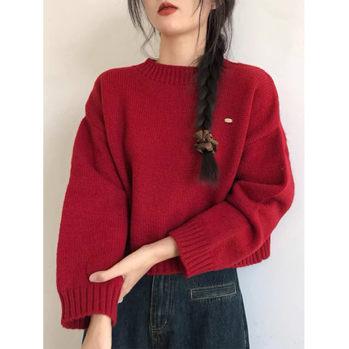 軟糯高級感聖誕紅色浣熊絨毛衣女秋冬慵懶風本命年針織衫歐貨上衣 軟糯高級感聖誕紅色浣熊絨毛衣女秋冬慵懶風本命年針織衫歐貨上衣