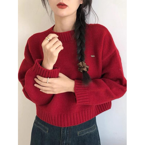 軟糯高級感聖誕紅色浣熊絨毛衣女秋冬慵懶風本命年針織衫歐貨上衣 軟糯高級感聖誕紅色浣熊絨毛衣女秋冬慵懶風本命年針織衫歐貨上衣