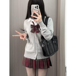 jk製服套裝秋冬日系高腰半身裙正版聖誕紅色格子裙校供感百褶裙女