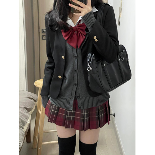 jk製服套裝秋冬日系高腰半身裙正版聖誕紅色格子裙校供感百褶裙女 jk製服套裝秋冬日系高腰半身裙正版聖誕紅色格子裙校供感百褶裙女