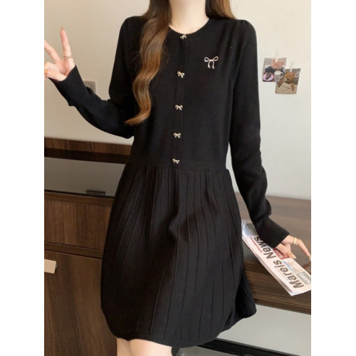 過年聖誕紅色針織連衣裙女2025秋季大碼胖mm內搭打底中長款毛衣裙