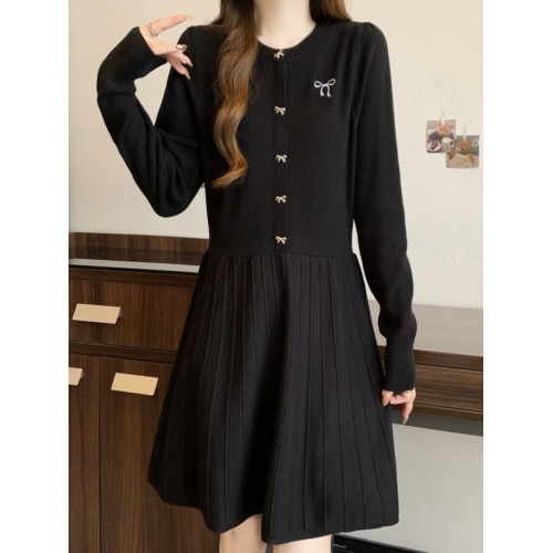 過年聖誕紅色針織連衣裙女2025秋季大碼胖mm內搭打底中長款毛衣裙