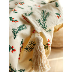 聖誕風桌布氛圍感輕奢刺綉餐桌台布長方形茶幾布書桌棉麻田園蓋布