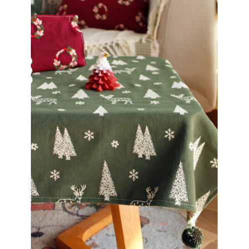 聖誕風桌布氛圍感輕奢刺綉餐桌台布長方形茶幾布書桌棉麻田園蓋布 聖誕風桌布氛圍感輕奢刺綉餐桌台布長方形茶幾布書桌棉麻田園蓋布