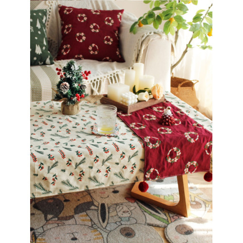 聖誕風桌布氛圍感輕奢刺綉餐桌台布長方形茶幾布書桌棉麻田園蓋布 聖誕風桌布氛圍感輕奢刺綉餐桌台布長方形茶幾布書桌棉麻田園蓋布