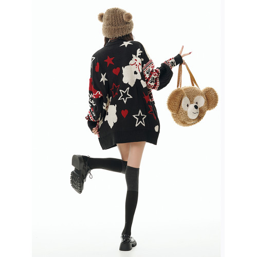 cuwu國潮本命過年聖誕紅毛衣女冬季百搭復古軟糯情侶新年針織上衣 cuwu國潮本命過年聖誕紅毛衣女冬季百搭復古軟糯情侶新年針織上衣