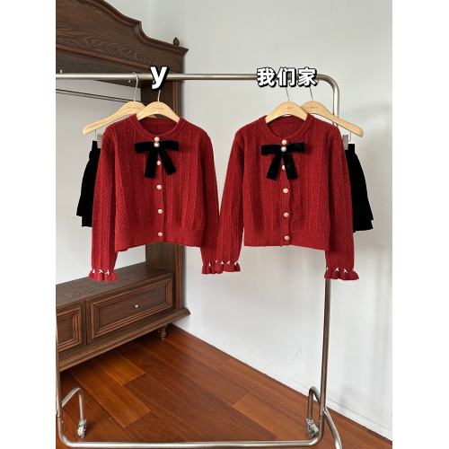 聖誕紅色毛衣外套女秋冬2024新款黑色蝴蝶結加厚圓領針織開衫上衣 聖誕紅色毛衣外套女秋冬2024新款黑色蝴蝶結加厚圓領針織開衫上衣