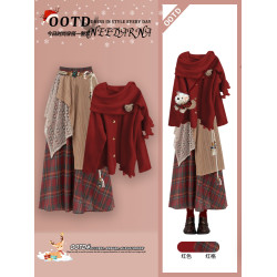 巨好看的韓系聖誕紅色毛衣慵懶高級感女秋冬裝小衆設計感針織外套