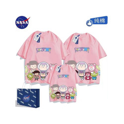 NASA夏季純棉寬松短袖T恤洋氣玩具總動員一家三口四口親子母女裝
