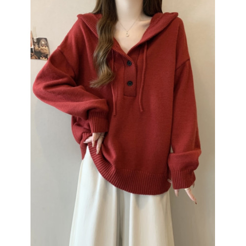 新年聖誕紅色加厚慵懶風連帽針織毛衣女大碼寬松顯瘦衛衣上衣外套 新年聖誕紅色加厚慵懶風連帽針織毛衣女大碼寬松顯瘦衛衣上衣外套