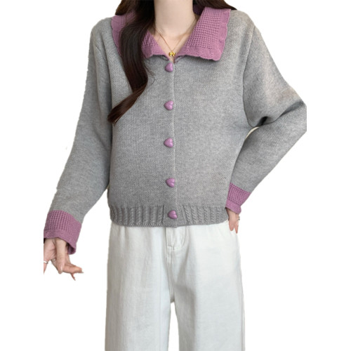 大碼小香風娃娃領聖誕紅色毛衣秋冬新款減齡針織衫胖MM短款上衣女