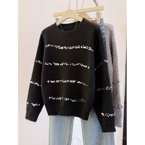 南油高級輕奢女裝聖誕紅色重工亮片針織衫秋冬慵懶風寬松毛衣 南油高級輕奢女裝聖誕紅色重工亮片針織衫秋冬慵懶風寬松毛衣