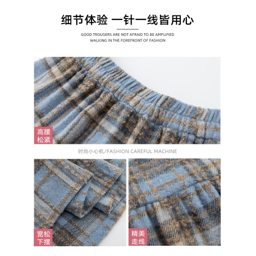 格子毛呢半身裙女中長裙秋季2025新款高腰顯瘦a字裙聖誕紅蛋糕裙