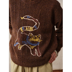 octopusme章魚家聖誕紅色套頭針織毛衣女春季設計感針織內搭上衣