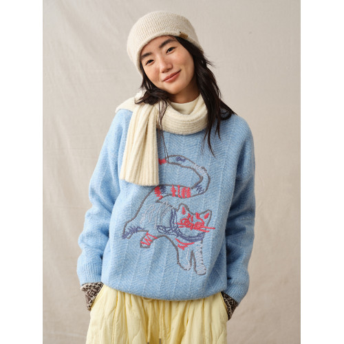 octopusme章魚家聖誕紅色套頭針織毛衣女春季設計感針織內搭上衣