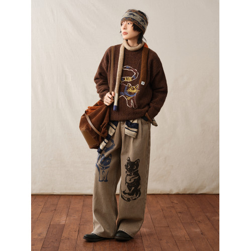 octopusme章魚家聖誕紅色套頭針織毛衣女春季設計感針織內搭上衣