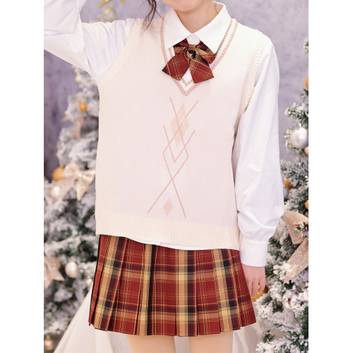 【神仙club】原創JK格裙正統學院風紅色新年款 聖誕短裙百褶裙女