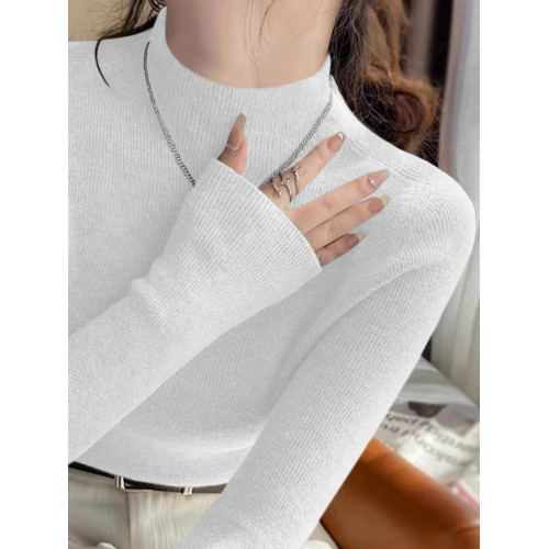 新年紅半高領軟糯羊毛打底衫女內搭針織衫聖誕紅復古中領紅色毛衣