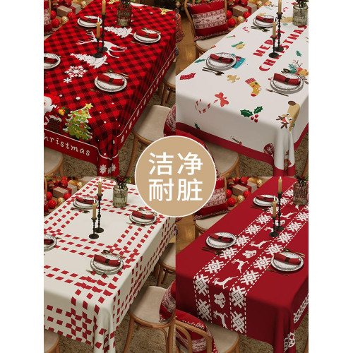 聖誕節桌布防水防油免洗氛圍感裝飾餐桌布輕奢高級感新年茶幾台布 聖誕節桌布防水防油免洗氛圍感裝飾餐桌布輕奢高級感新年茶幾台布