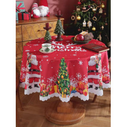 聖誕節桌布節日氛圍布置家庭聚餐套裝防水提花蝴蝶結聖誕樹圖案