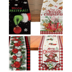 聖誕節雪花雪人印花桌旗酒店餐廳家庭節日派對氛圍裝飾餐桌墊巾