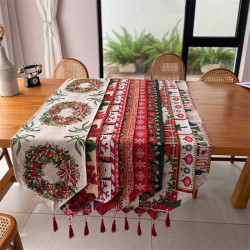 出口歐式美式聖誕節桌旗長條復古高級感節日喜慶茶幾桌旗布