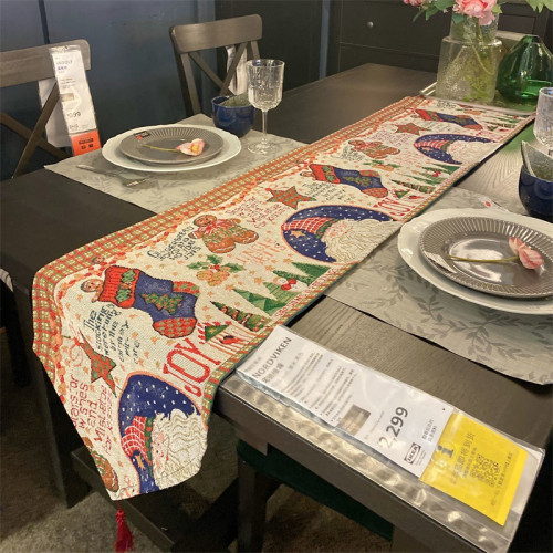 出口歐式美式聖誕節桌旗長條復古高級感節日喜慶茶幾桌旗布 出口歐式美式聖誕節桌旗長條復古高級感節日喜慶茶幾桌旗布