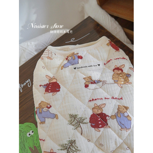 秋冬季純棉衣寵物馬甲貓咪衣服家居服開衫新年節泰迪狗狗保暖背心