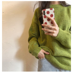 2022秋冬慵懶風爛番茄聖誕紅色毛衣女外穿寬松圓領套頭針織衫上衣