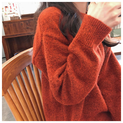 2022秋冬慵懶風爛番茄聖誕紅色毛衣女外穿寬松圓領套頭針織衫上衣 2022秋冬慵懶風爛番茄聖誕紅色毛衣女外穿寬松圓領套頭針織衫上衣