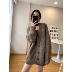 2025聖誕紅色大毛衣外套女加厚慵懶風中長款針織開衫寬松大碼外搭