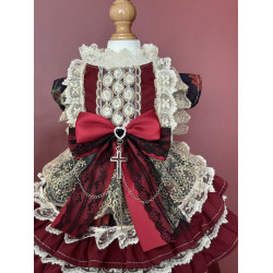 AW寵物聖誕節金色華年小型犬狗狗博美新年戰袍貓咪輕奢公主宮廷風