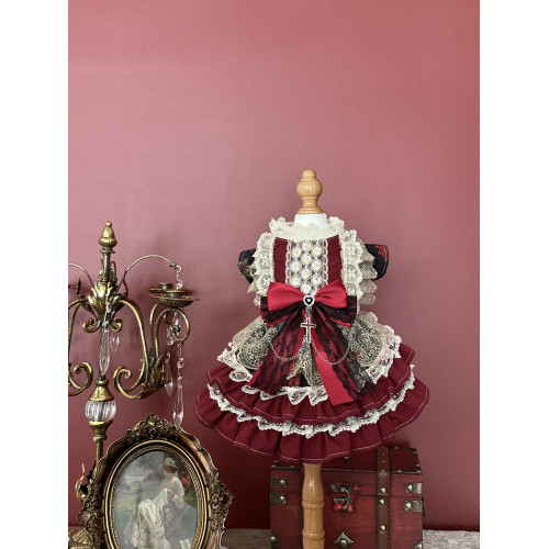 AW寵物聖誕節金色華年小型犬狗狗博美新年戰袍貓咪輕奢公主宮廷風 AW寵物聖誕節金色華年小型犬狗狗博美新年戰袍貓咪輕奢公主宮廷風