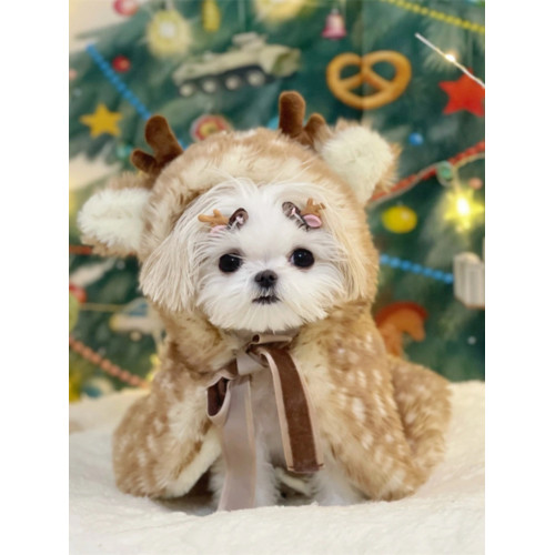 馬爾濟斯衣服狗狗麋鹿披風寵物貓咪西施犬博美聖誕節裝扮保暖鬭篷 馬爾濟斯衣服狗狗麋鹿披風寵物貓咪西施犬博美聖誕節裝扮保暖鬭篷
