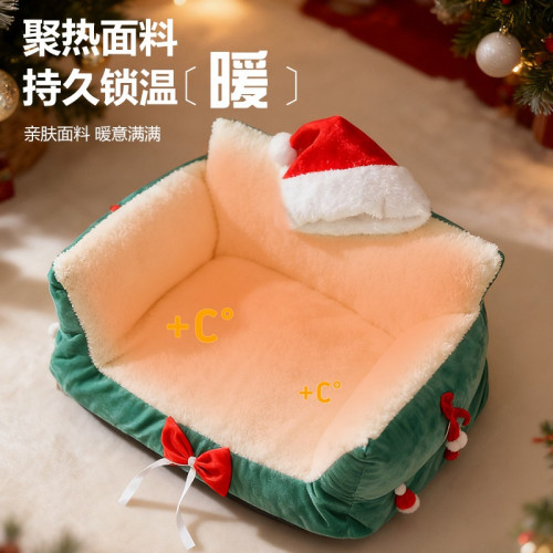 聖誕貓窩貓窩冬天保暖可拆洗加大號寵物沙發聖誕節狗床喜慶可愛 聖誕貓窩貓窩冬天保暖可拆洗加大號寵物沙發聖誕節狗床喜慶可愛