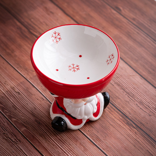 聖誕節高腳站立陶瓷寵物碗卡通貓狗食盆聖誕老人創意桌面收納盒 聖誕節高腳站立陶瓷寵物碗卡通貓狗食盆聖誕老人創意桌面收納盒
