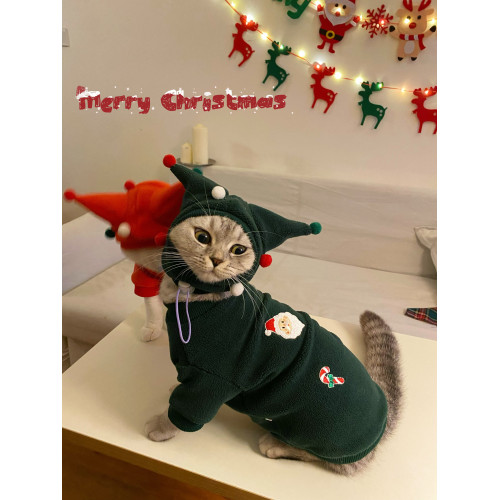 冬季斯芬克斯無毛貓德文貓衣服聖誕節新年氛圍衛衣狗狗小貓咪外套 冬季斯芬克斯無毛貓德文貓衣服聖誕節新年氛圍衛衣狗狗小貓咪外套
