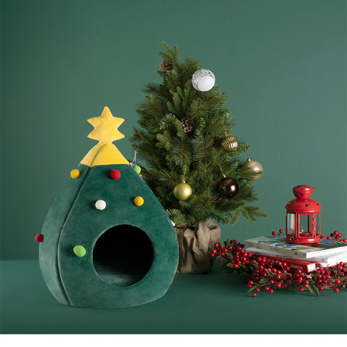 貓窩聖誕樹封閉式貓屋別墅小型犬狗狗窩秋冬季保暖可拆洗聖誕節窩 貓窩聖誕樹封閉式貓屋別墅小型犬狗狗窩秋冬季保暖可拆洗聖誕節窩