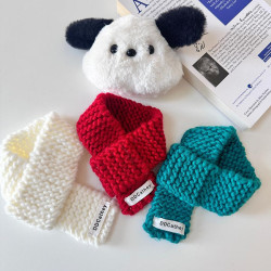 袋袋貓 彩色粗線冰島毛手工寵物圍巾 小型狗狗聖誕節新年圍巾圍脖