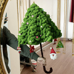 聖誕樹雨繖改造裝飾手工編織diy材料包聖誕節創意自製貓尾巴毛線