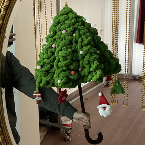 聖誕樹雨繖改造裝飾手工編織diy材料包聖誕節創意自製貓尾巴毛線 聖誕樹雨繖改造裝飾手工編織diy材料包聖誕節創意自製貓尾巴毛線