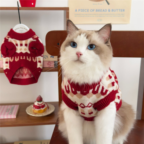 寵物費爾島毛衣冬季保暖英美短布偶狗狗貓咪衣服聖誕節可愛毛線衣 寵物費爾島毛衣冬季保暖英美短布偶狗狗貓咪衣服聖誕節可愛毛線衣